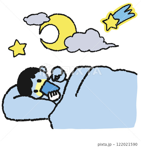 寝ながらスマホを使用するイラスト 寝ながらスマホを使用するイラスト 122021590