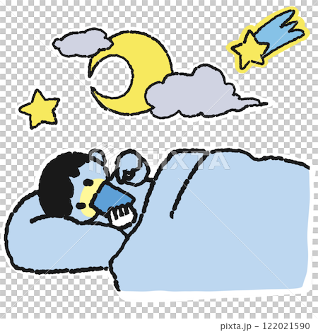 寝ながらスマホを使用するイラスト 寝ながらスマホを使用するイラスト 122021590