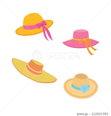 Collection of Summer Beach Woman Panama Straw Hat Fashion with Ribbon Decoration 122021765