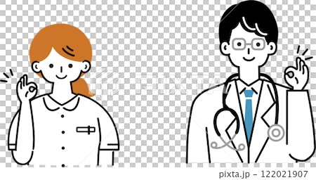 Simple and cute illustrations of medical workers 122021907