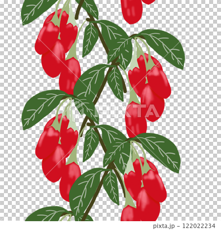 ゴジベリーの実と葉のシームレスパターン 122022234