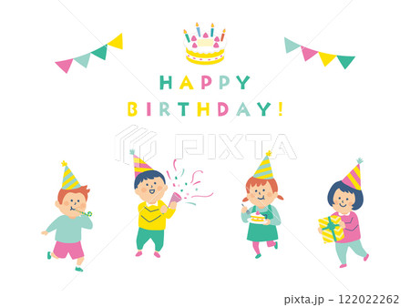 誕生日をお祝いする子供たちのイラスト 122022262