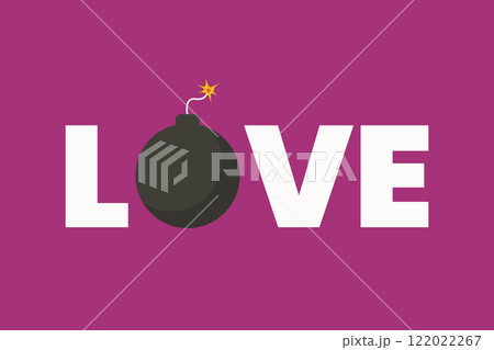 Love slogan with round bomb. Love bombing concept. 122022267