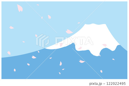 桜と富士山のかわいいイラスト背景素材 桜と富士山のかわいいイラスト背景素材 122022495