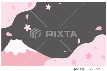 桜と富士山のかわいいイラスト背景素材 122022505