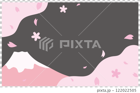 桜と富士山のかわいいイラスト背景素材 122022505