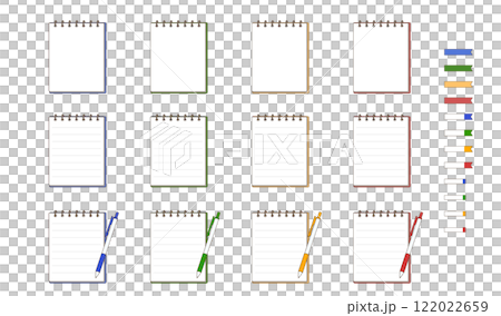 圓環筆記本和原子筆向量素材插畫集 122022659