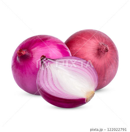 Fresh red onion isolated on white background 122022791