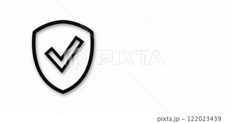 Black icon of a shield and a check mark. Place for text. Copy space. Information protection and security concept. Vector illustration. 122023439