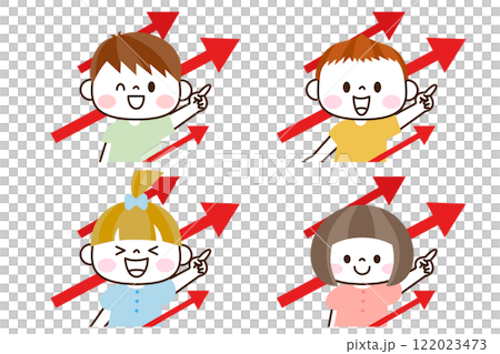 Up arrow and cute kids 122023473