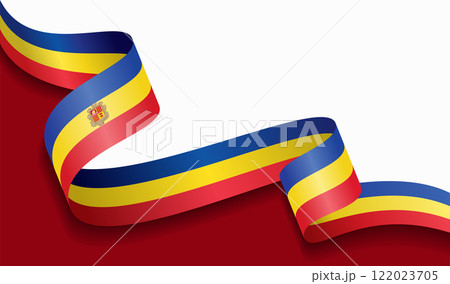 Andorran flag wavy abstract background. Vector illustration. 122023705