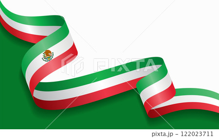 Mexican flag wavy abstract background. Vector illustration. 122023711