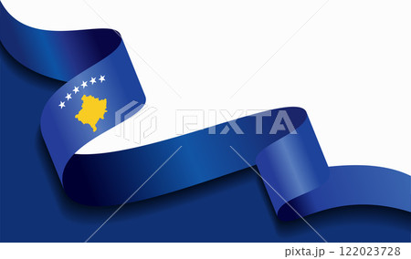 Kosovo flag wavy abstract background. Vector illustration. 122023728