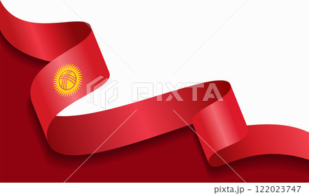 Kyrgyzstani flag wavy abstract background. Vector illustration. 122023747