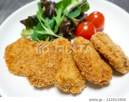 ヒレカツと付け合わせの野菜 122023808