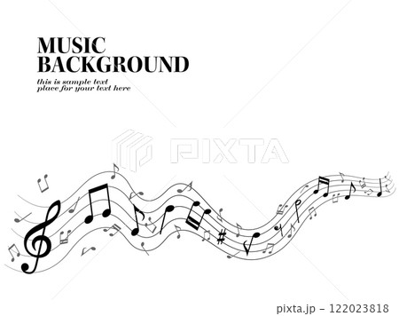 ウェーブするメロディーラインと音符粒子の背景 ウェーブするメロディーラインと音符粒子の背景 122023818