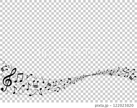 Waving melody lines and musical note particles background 122023820