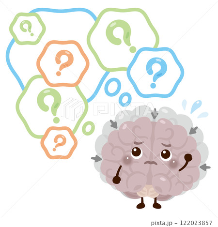 萎縮して物忘れをする脳のキャラクター 122023857