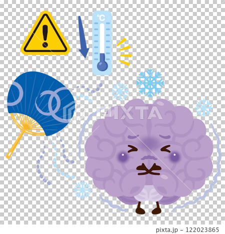 因寒冷而生病的大腦角色。 122023865