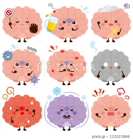 様々な状態の脳のキャラクター 122023866