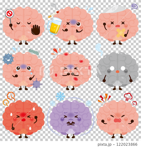 様々な状態の脳のキャラクター 122023866