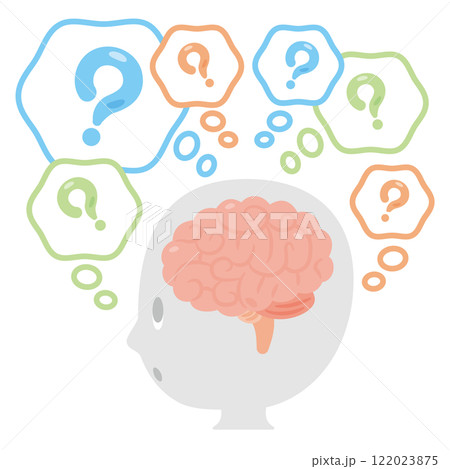 考え事をする脳とシンプルな人物の横顔イラスト 考え事をする脳とシンプルな人物の横顔イラスト 122023875