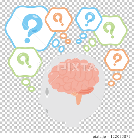 A profile illustration of a thinking brain and a simple person 122023875