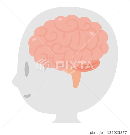 脳とシンプルな人物の横顔イラスト 122023877