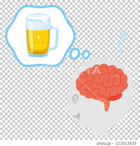 酒精依賴的大腦和簡單的人物輪廓圖 酒精依賴的大腦和簡單的人物輪廓圖 122023878