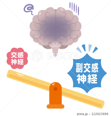 副交感神経が優位になって働きが鈍くなる脳のイラスト 副交感神経が優位になって働きが鈍くなる脳のイラスト 122023899