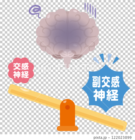 副交感神経が優位になって働きが鈍くなる脳のイラスト 副交感神経が優位になって働きが鈍くなる脳のイラスト 122023899