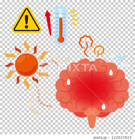 Illustration of a brain exhausted by heat 122023923