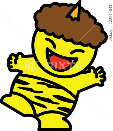 手を振る笑顔の黄鬼 122024041