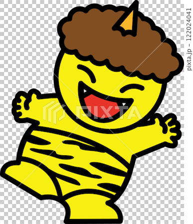 手を振る笑顔の黄鬼 122024041