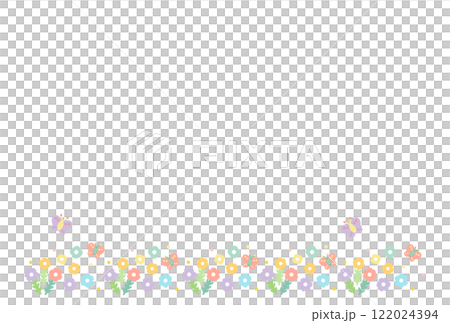 花とちょうちょ フレーム イラスト(文字なし) 花とちょうちょ フレーム イラスト(文字なし) 122024394
