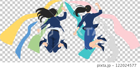 Illustration of a business woman jumping with joy 122024577