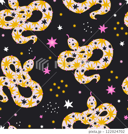 Seamless vector pattern with starry snakes....のイラスト素材 [122024702] - PIXTA