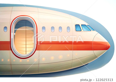 Big passenger colored plane on white for travel  122025313