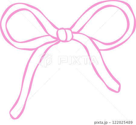 Playful Wavy Ribbon Bow Outline Hand Drawn 122025489
