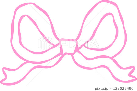 Playful Wavy Bow Outline Hand Drawn 122025496