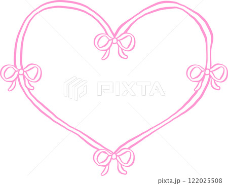 Retro Wavy Heart Frame with Bow Outline Retro Wavy Heart Frame with Bow Outline 122025508
