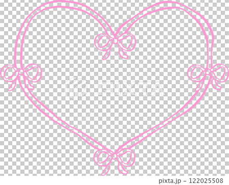 Retro Wavy Heart Frame with Bow Outline Retro Wavy Heart Frame with Bow Outline 122025508