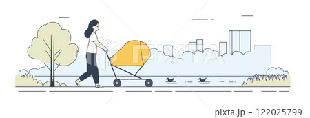 ベビーカーを押す人 122025799