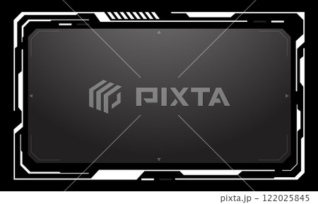 HUD frames white grey user interface elements design modern technology futuristic control panel screen digital hologram window gaming menu touching cyber monitor set on black background vector 122025845