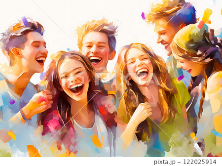 大爆笑する若者グループ 大爆笑する若者グループ 122025914