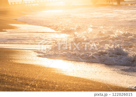 【庄内の風景】由良海岸と夕日 122026015
