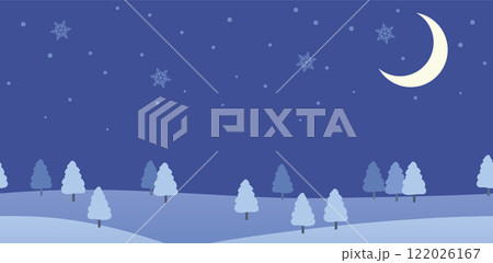 冬の夜のシームレスな風景の背景イラスト 122026167
