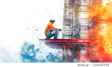 工事現場で働く人々 工事現場で働く人々 122026339