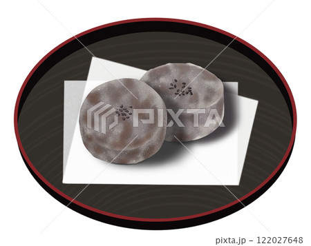 お皿にのった丸いきんつば お皿にのった丸いきんつば 122027648
