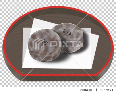 Round Kintsuba on a plate 122027654